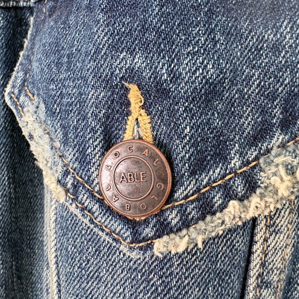 ABLE Women's Blue Jean Jacket Sz. Lg - Picture 6 of 10